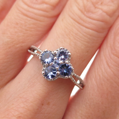 Chuck Clemency 925 Sterling Silver Real Tanzanite Floral Ring Size 7