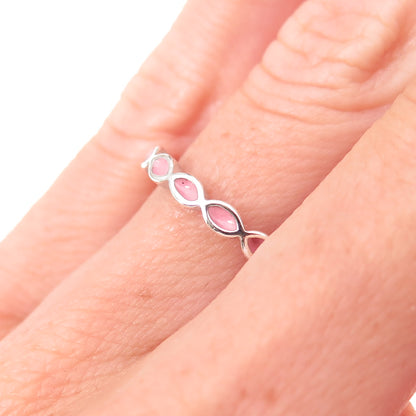 Pandora 925 Sterling Silver Pink Enamel Joy Band Ring Size 5.25