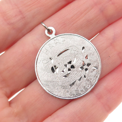 Griffith & Sons 925 Sterling Silver Vintage Happy Birthday Charm Pendant