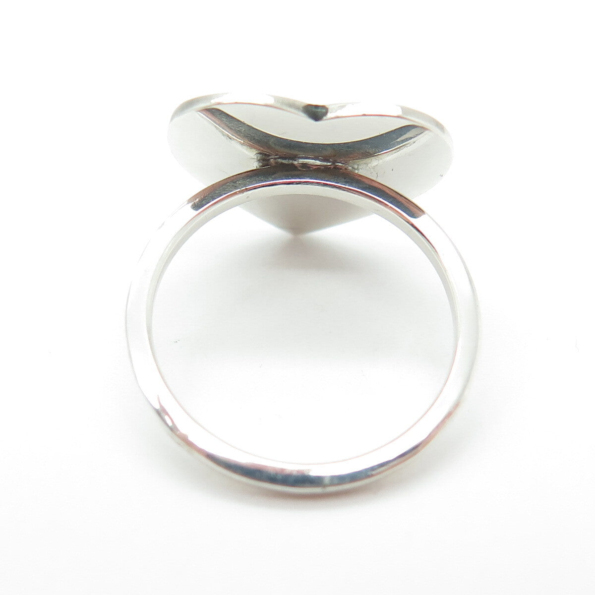 925 Sterling Silver Vintage Real Turquoise Inlay Heart Ring Size 5.25
