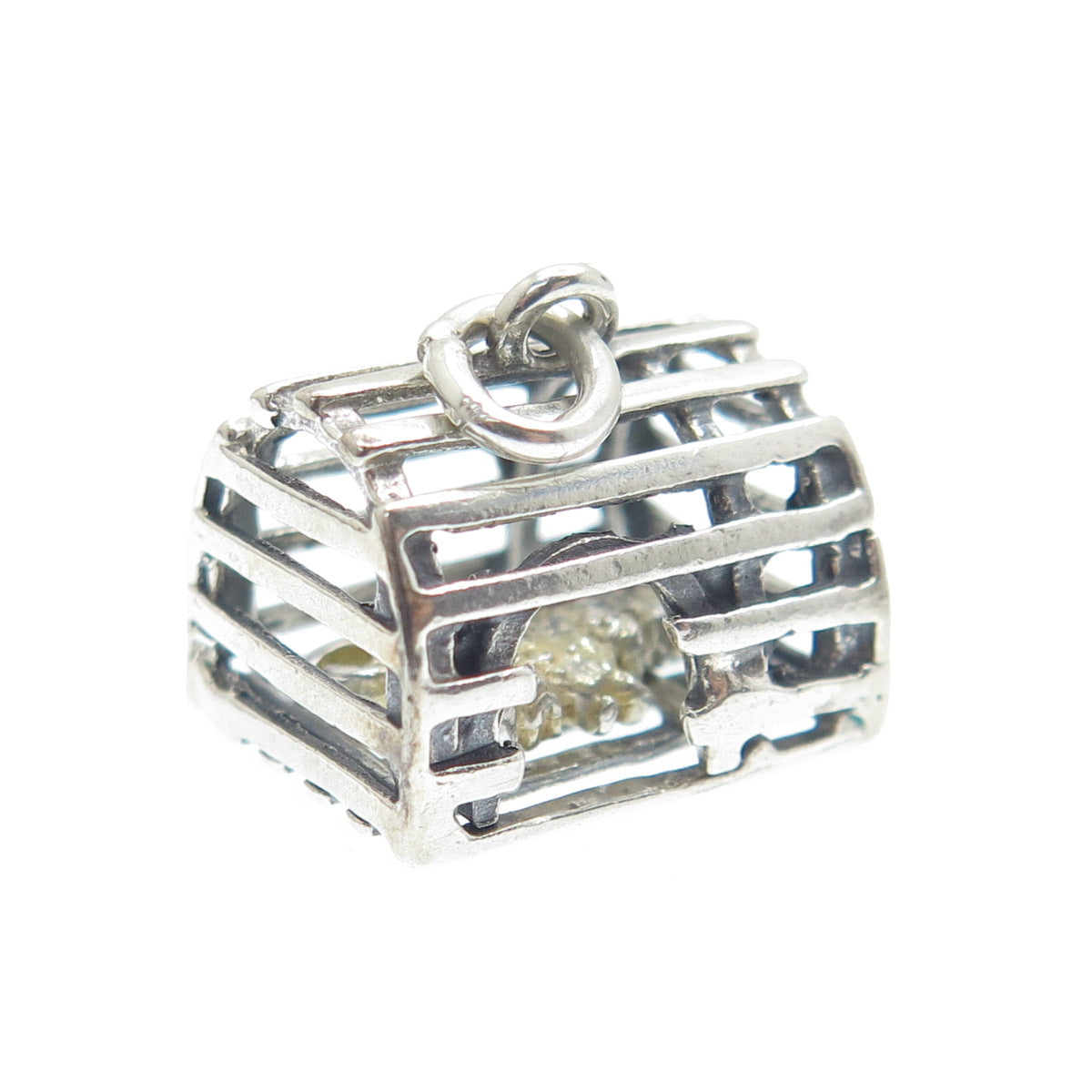 925 Sterling Silver Vintage Lobster Cage Minimalist Charm Pendant
