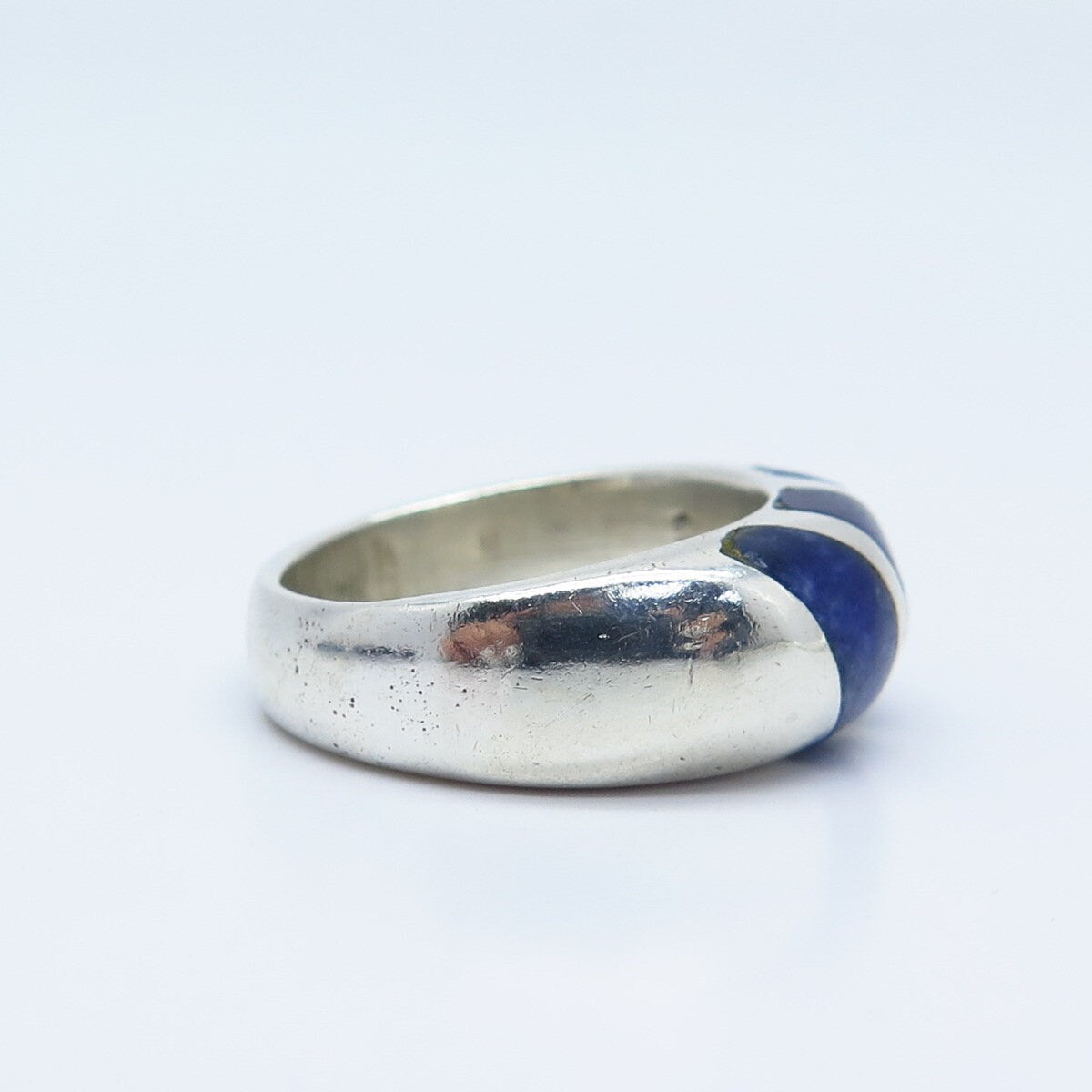 925 Sterling Silver Vintage Mexico Real Sodalite Gemstone Ring Size 7.25