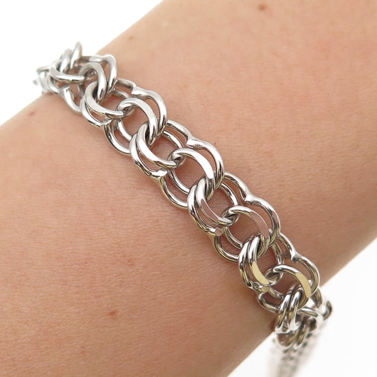 A&Z HAYWARD 925 Sterling Silver Vintage Double Rolo Link Bracelet 7"