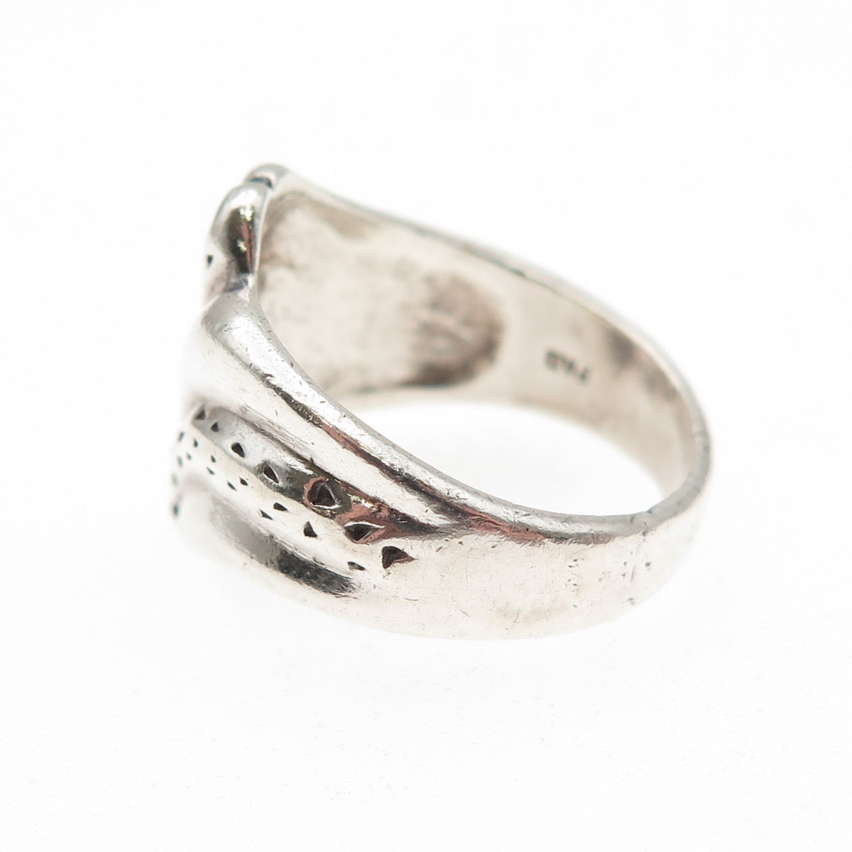 925 Sterling Silver Vintage Modernist Bypass Ring Size 6