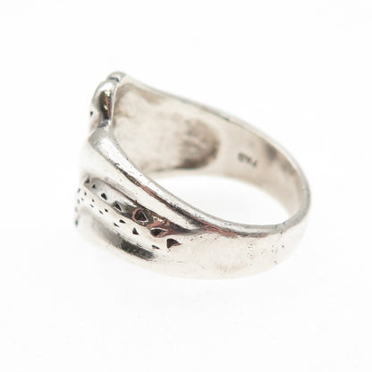 925 Sterling Silver Vintage Modernist Bypass Ring Size 6