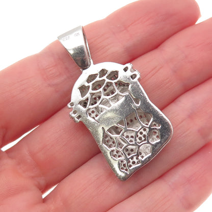 925 Sterling Silver Round-Cut C Z Jesus Sparkle Pendant