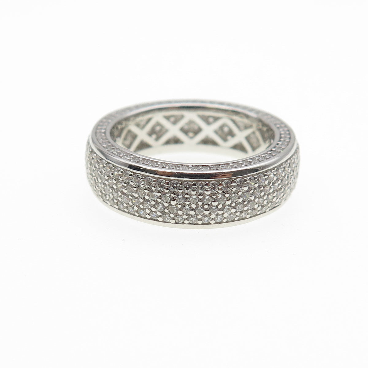 925 Sterling Silver Round-Cut C Z Eternity Band Ring Size 7.25