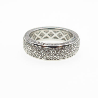 925 Sterling Silver Round-Cut C Z Eternity Band Ring Size 7.25