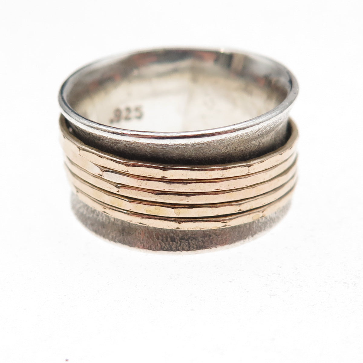 Jeffery Levin 925 Sterling Silver 2-Tone Vintage Rotating Band Ring Size 6.25