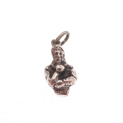 800 Silver Antique Art Deco Bust of William Shakespeare Charm Pendant