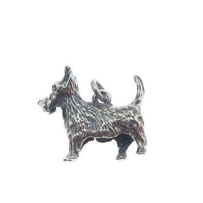 925 Sterling Silver Vintage Scottish Terrier Dog Minimalist Charm Pendant