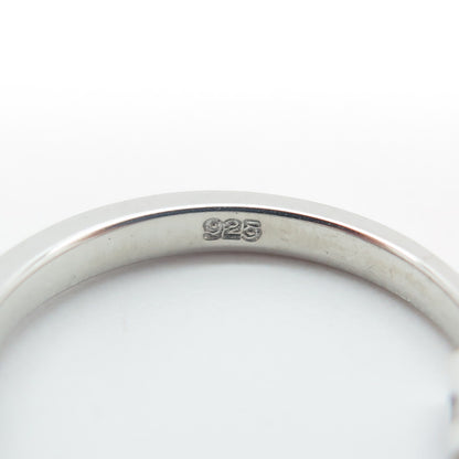 925 Sterling Silver Baguette-Cut Shaped Blue C Z Ring Size 5.75