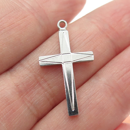 H.F. BARROWS 925 Sterling Silver Antique Art Deco Cross Striped Pendant