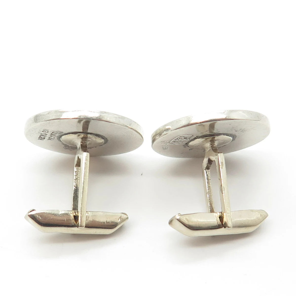 925 Sterling Silver 2-Tone Vintage Real Azurite Inlay Metales Casados Cufflinks