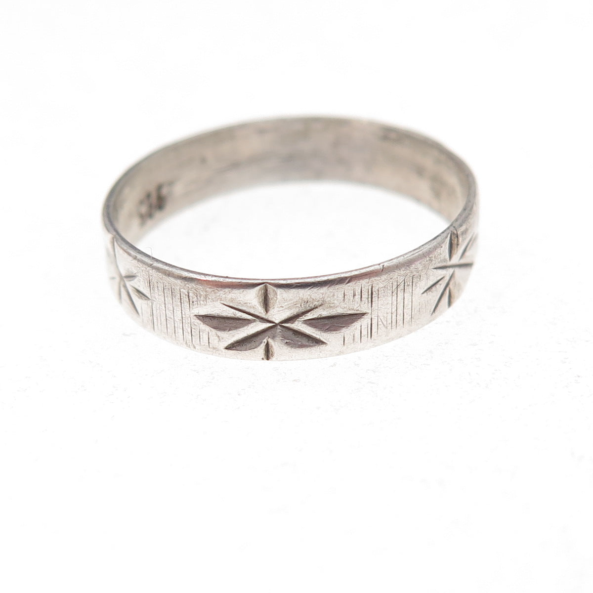 925 Sterling Silver Vintage Starburst Oxidized Band Ring Size 7
