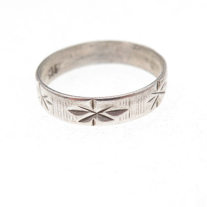 925 Sterling Silver Vintage Starburst Oxidized Band Ring Size 7