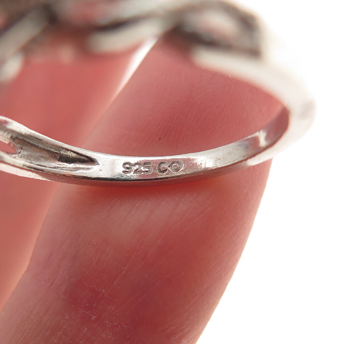 925 Sterling Silver Real Round-Cut Diamond Promise Ring Size 7