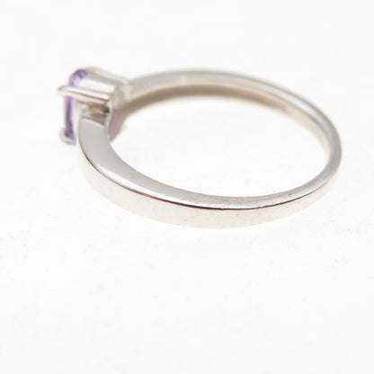 CNA Pranda 925 Sterling Silver Vintage Real Oval-Cut Amethyst Ring Size 5.25