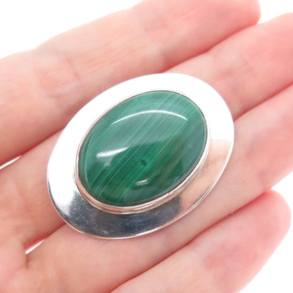 BEN J. CHAVEZ NAVAJO Old Pawn Sterling Silver Vintage Malachite Brooch Pendant