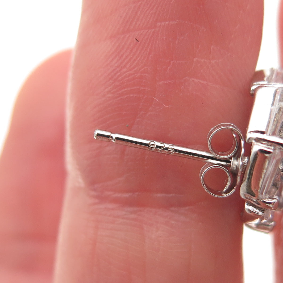 925 Sterling Silver Round-Cut Blue & Tapered Baguette-Cut White C Z Earrings