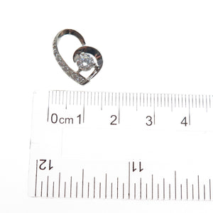 925 Sterling Silver Round-Cut C Z Heart Minimalist Slide Charm Pendant