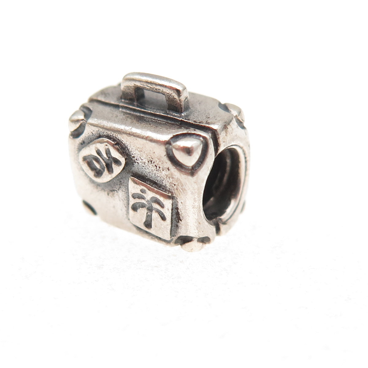 Pandora 925 Sterling Silver Paris Travel Suitcase Slide Bead Charm