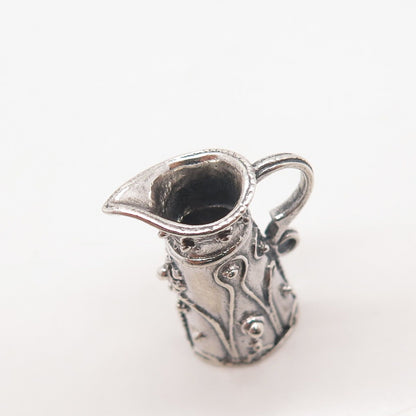 925 Sterling Silver Vintage Beaded Jug Pendant