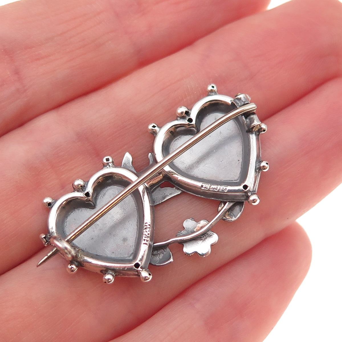 Hepburn & Wilcox Sterling Silver Antique 1944 Birmingham Mizpah Heart Pin Brooch