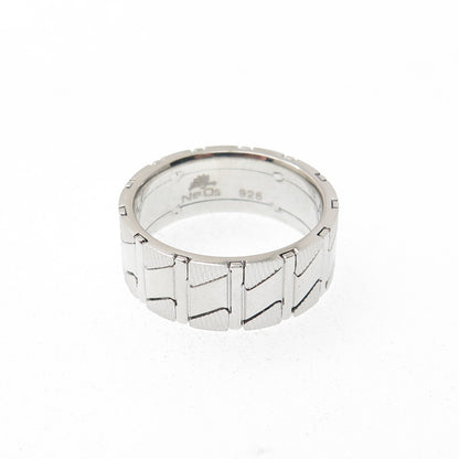 NEOS 925 Sterling Silver Textured Zig Zag Band Ring Size 8.75
