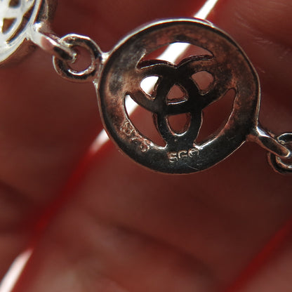SG SEA GEMS Sterling Silver Vintage Celtic Trinity Knot Oxidized Bracelet 7.5"