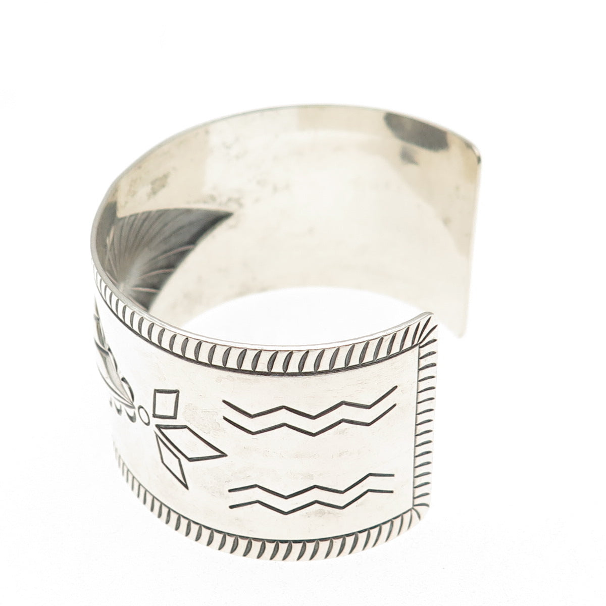 Old Pawn 925 Sterling Silver Vintage Southwestern Adjustable Wide Bracelet 7"