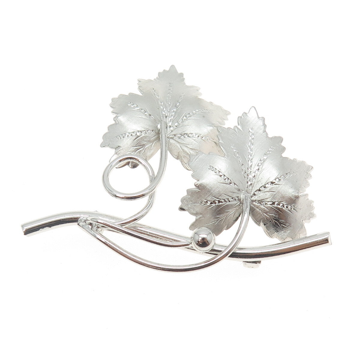 BINDER BROTHERS 925 Sterling Silver Antique Art Deco Maple Leaf Pin Brooch