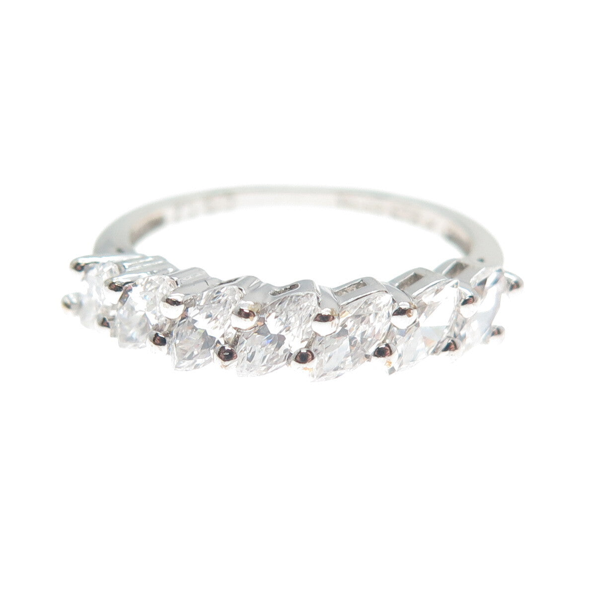 925 Sterling Silver Marquise-Cut C Z Ring Size 6.25
