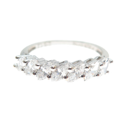925 Sterling Silver Marquise-Cut C Z Ring Size 6.25