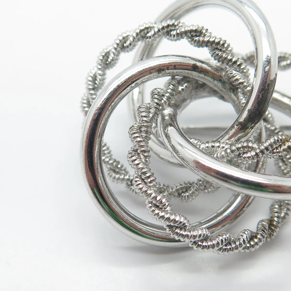 925 Sterling Silver Vintage Twisted Multi-Circle Pin Brooch