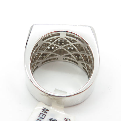 925 Sterling Silver Pave C Z Domed Ring Size 10