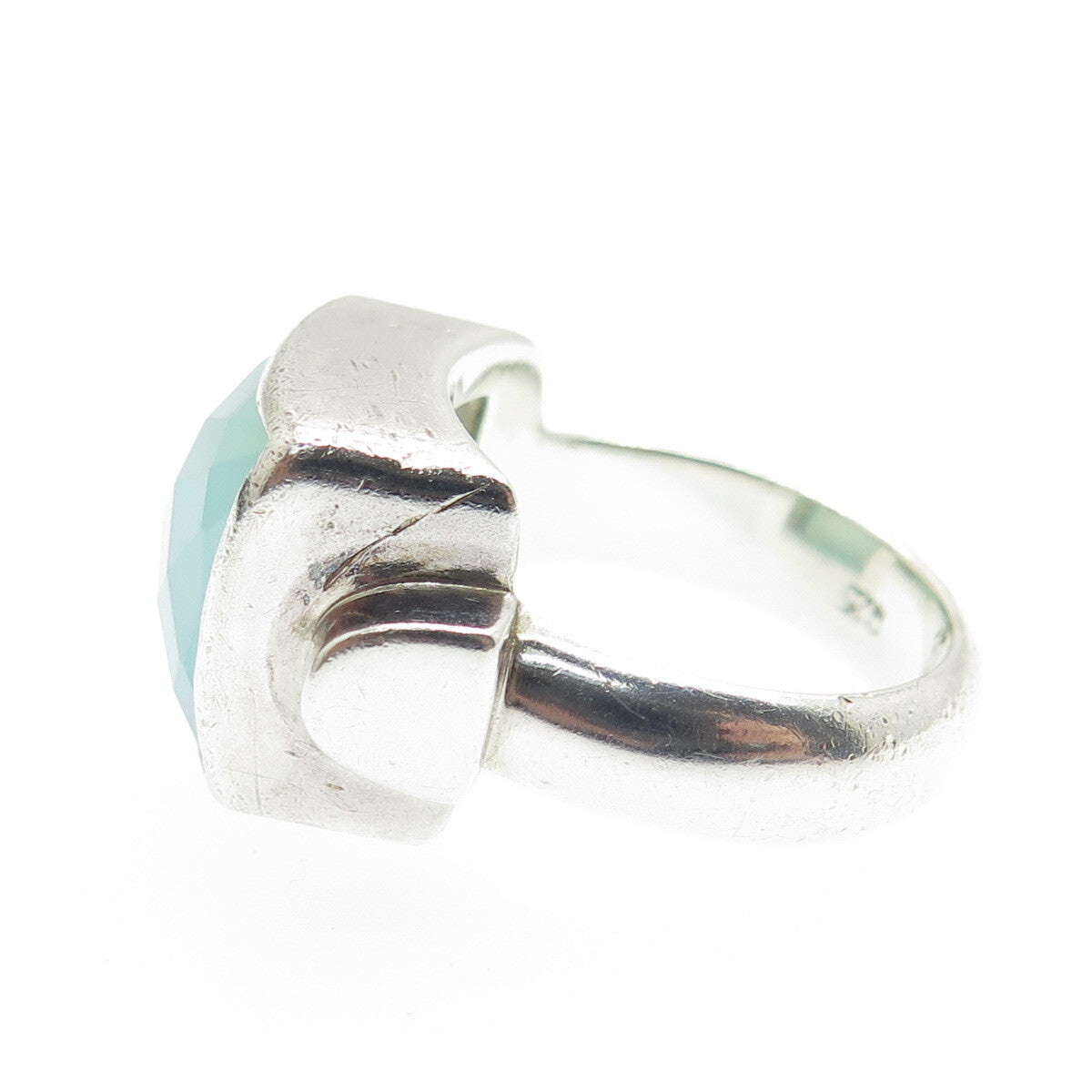 JGD JANICE GIRARDI 925 Sterling Silver Vintage Real Chalcedony Ring Size 6.25