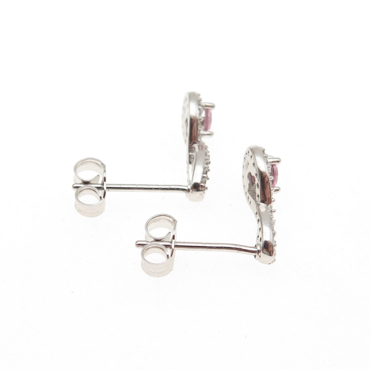 925 Sterling Silver Round-Cut Pink & White C Z Infinity Earrings