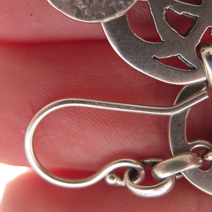 Silpada 925 Sterling Silver Vintage Celtic Disc Oxidized Dangle Earrings