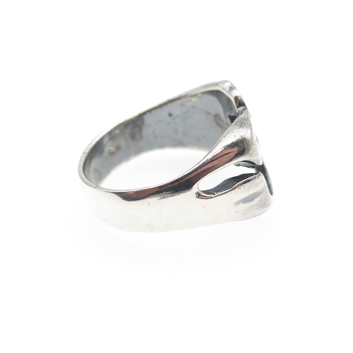 925 Sterling Silver Vintage Om Mantra Oxidized Ring Size 7.75