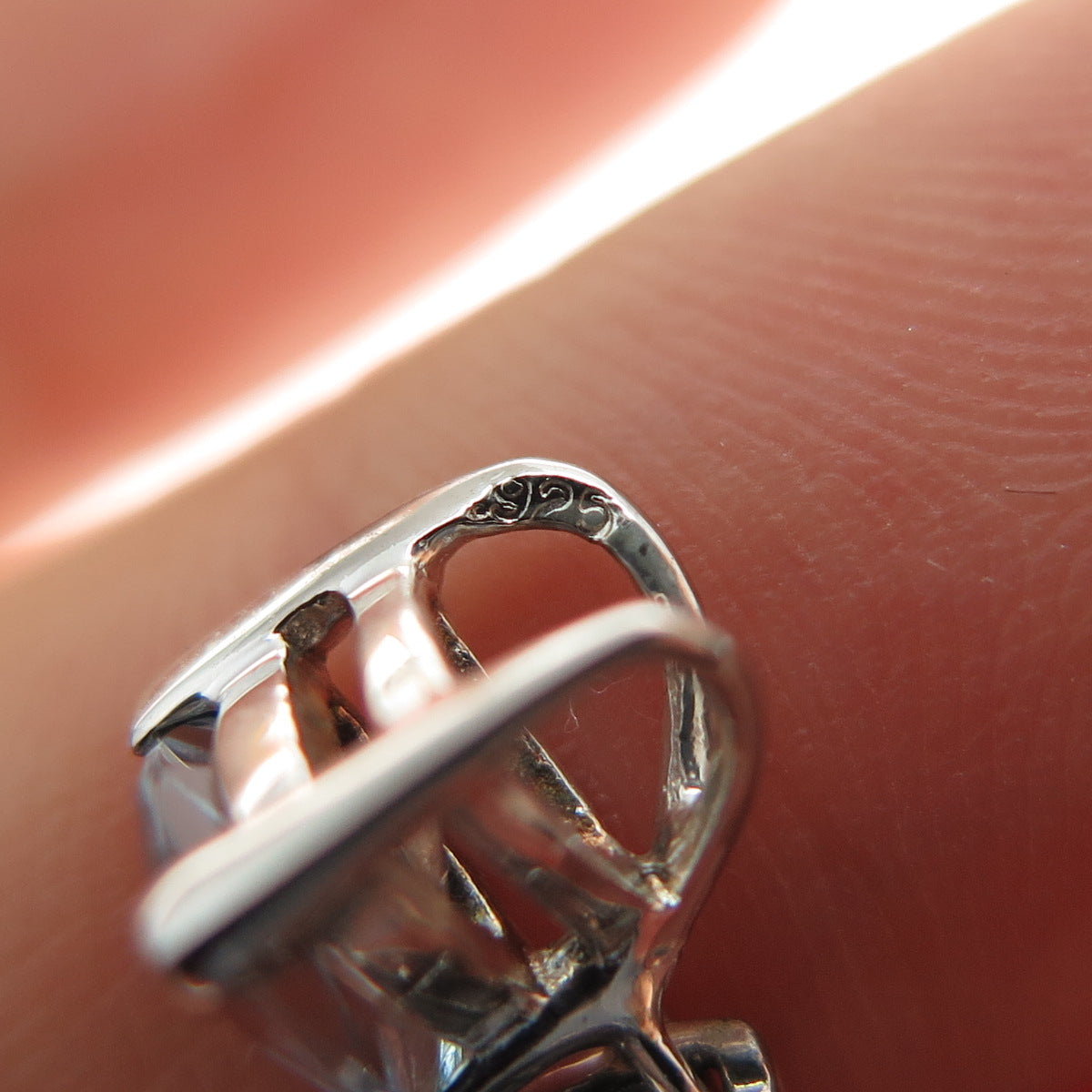 925 Sterling Silver Vintage Real Blue Topaz Mini Slide Charm Pendant