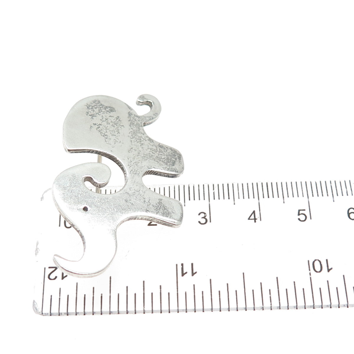 925 Sterling Silver Vintage Mexico Modernist Elephant Pin Brooch