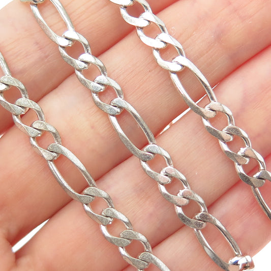 925 Sterling Silver Vintage Italy Figaro Chain Necklace 20"
