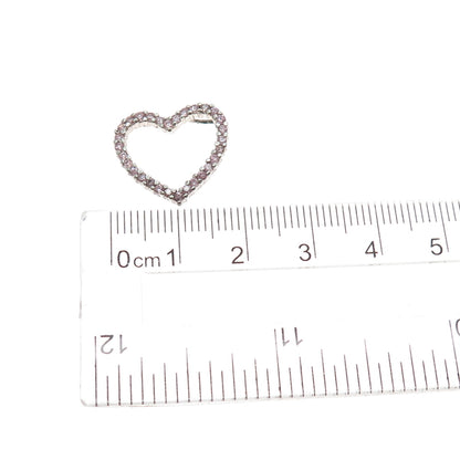 ROSS SIMONS Sterling Silver Round-Cut Pink C Z Heart Mini Slide Charm Pendant