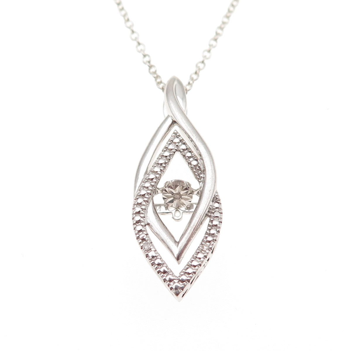 925 Sterling Silver Real Round-Cut Diamond Interlocked Cable Chain Necklace 18"