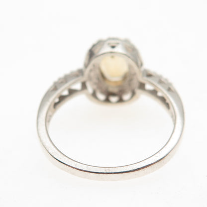 HN Heng Ngai 925 Sterling Silver Real Diamond Accent & Citrine Ring Size 7.25