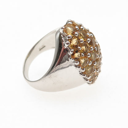925 Sterling Silver Real Round-Cut Citrine Ring Size 6.5