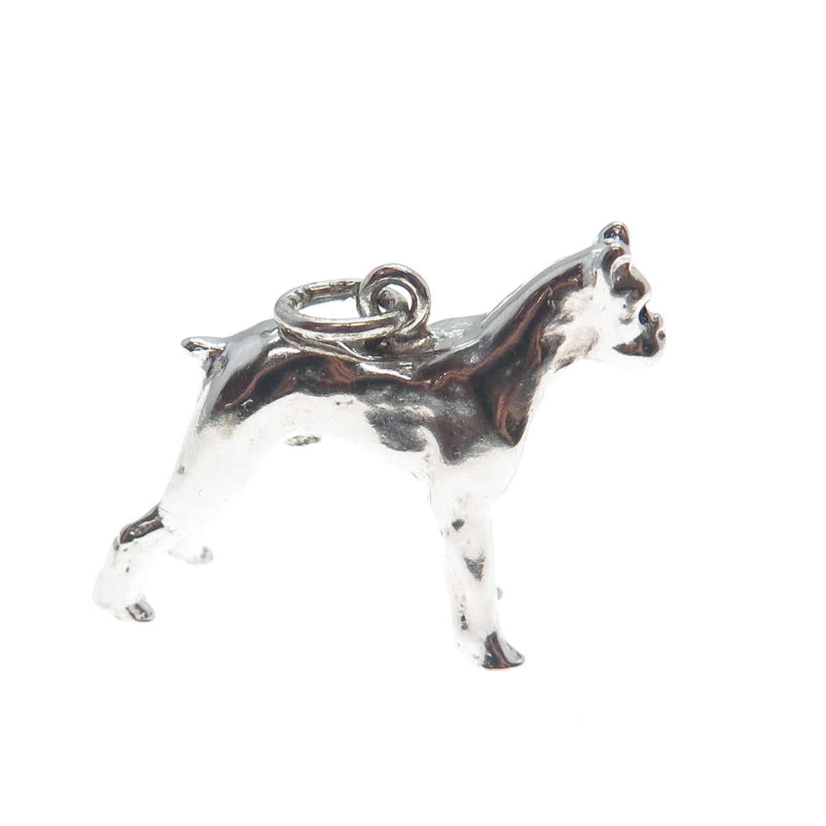 925 Sterling Silver Vintage Boxer Dog Minimalist Charm Pendant