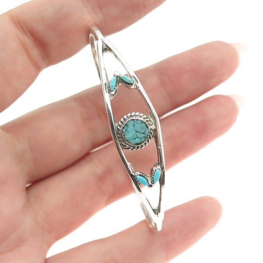 Old Pawn 925 Sterling Silver Vintage Turquoise Inlay Adjustable Bracelet 5.75"