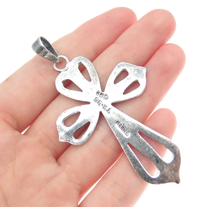925 Sterling Silver Vintage Mexico Cross Oxidized Pendant